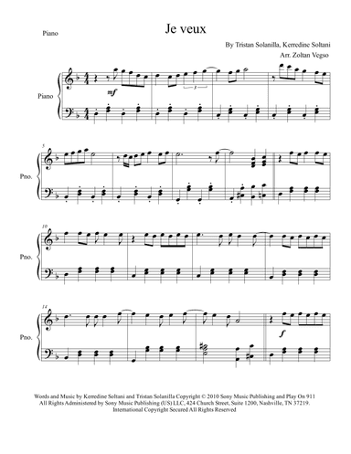 Je Veux (arr. Zoltan Vegso)