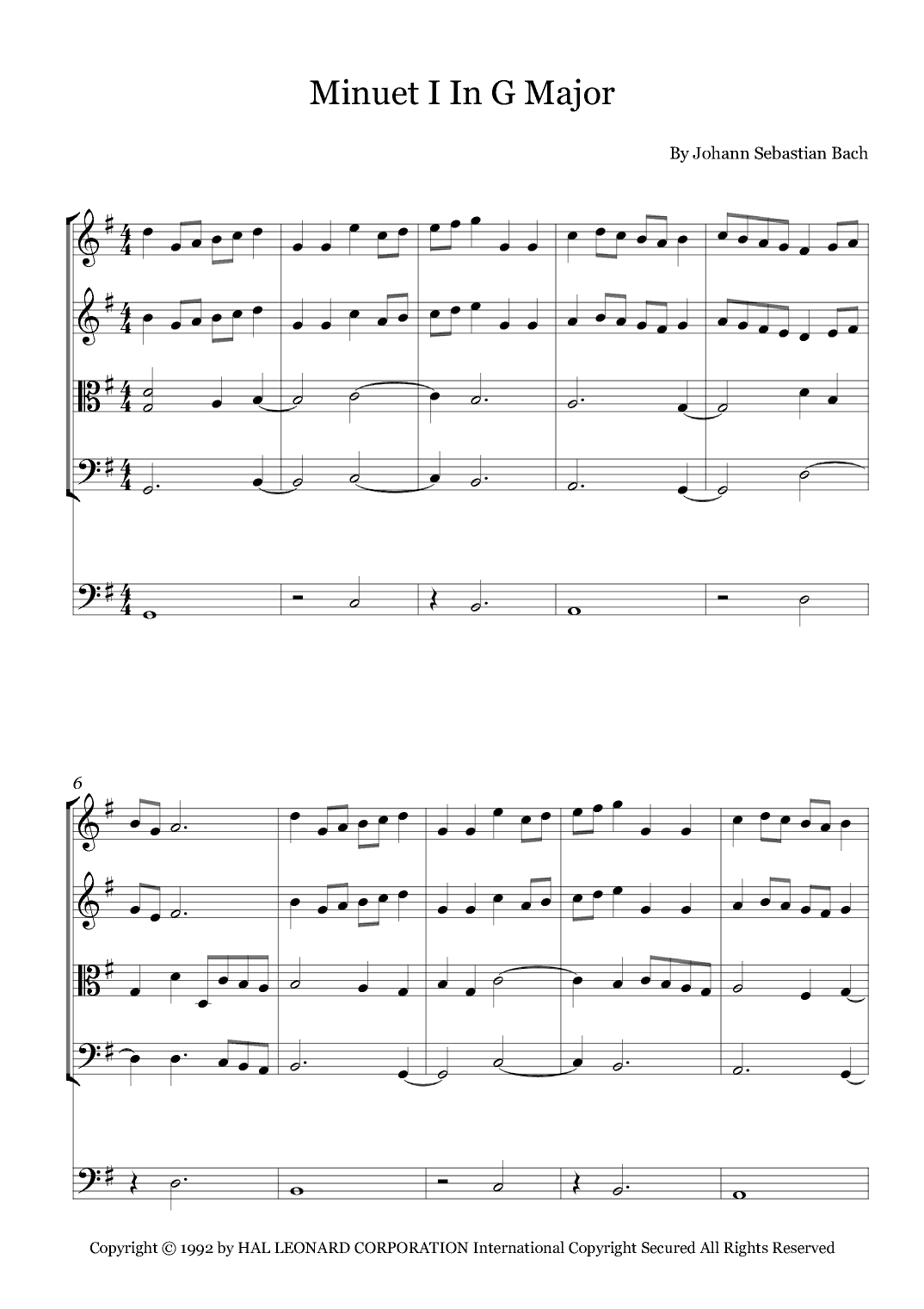 Minuet I In G Major (arr. Fernanda Moura)