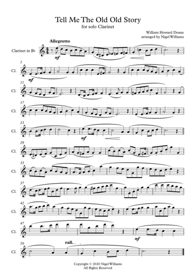 Tell Me The Old Old Story, for Clarinet Solo (arr. Nigel Williams)