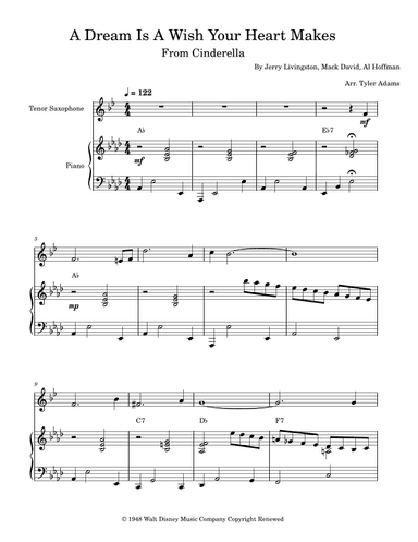 A Dream Is A Wish Your Heart Makes (arr. Tyler Adams)