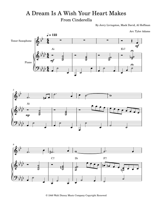 A Dream Is A Wish Your Heart Makes (arr. Tyler Adams)