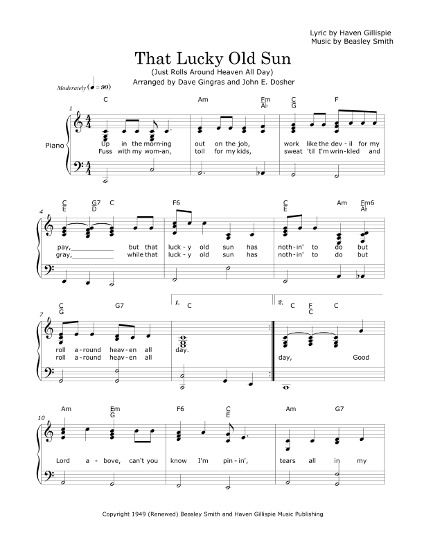That Lucky Old Sun (arr. David Lee Gingras and John E. Dosher)