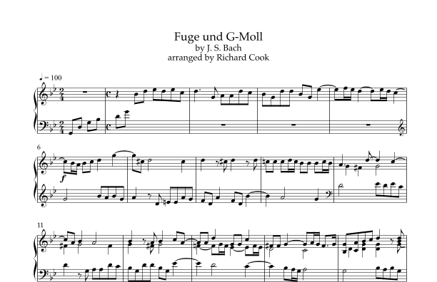 Fugue in G Minor (Fuge und G-Moll ) (arr. Richard Cook)