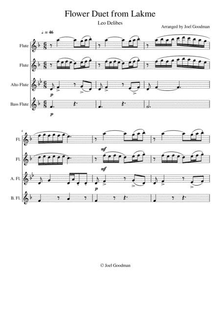 Flower duet - FLUTE choir/quartet (arr. Joel Goodman)