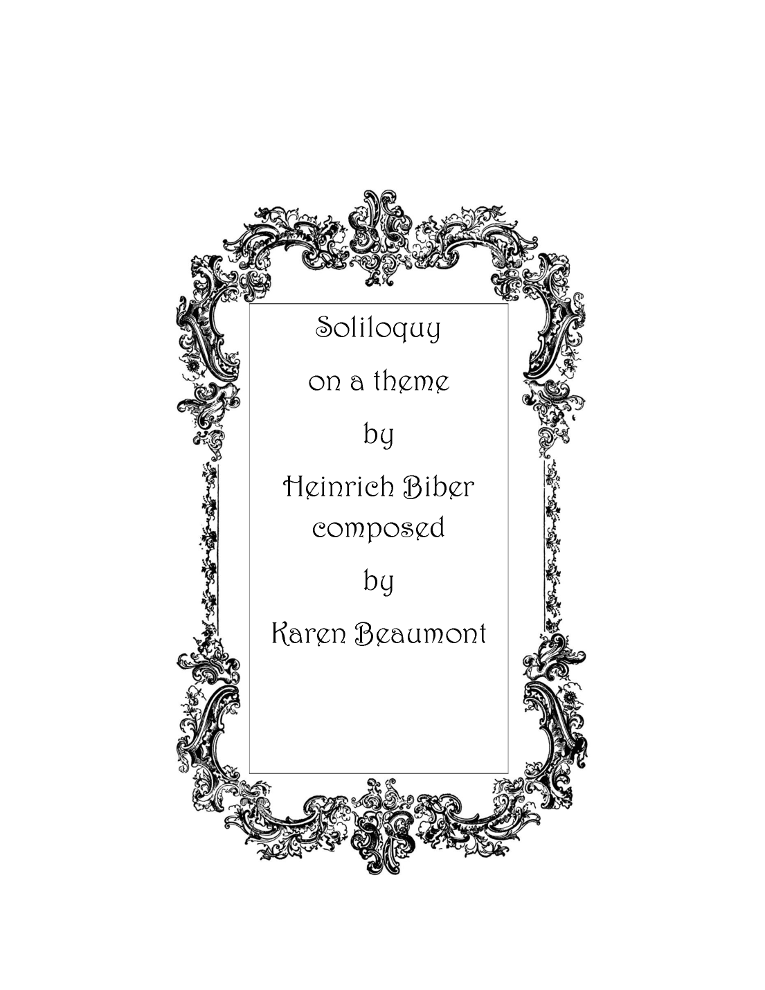 Soliloquy on a theme by Heinrich Biber (manuals only)