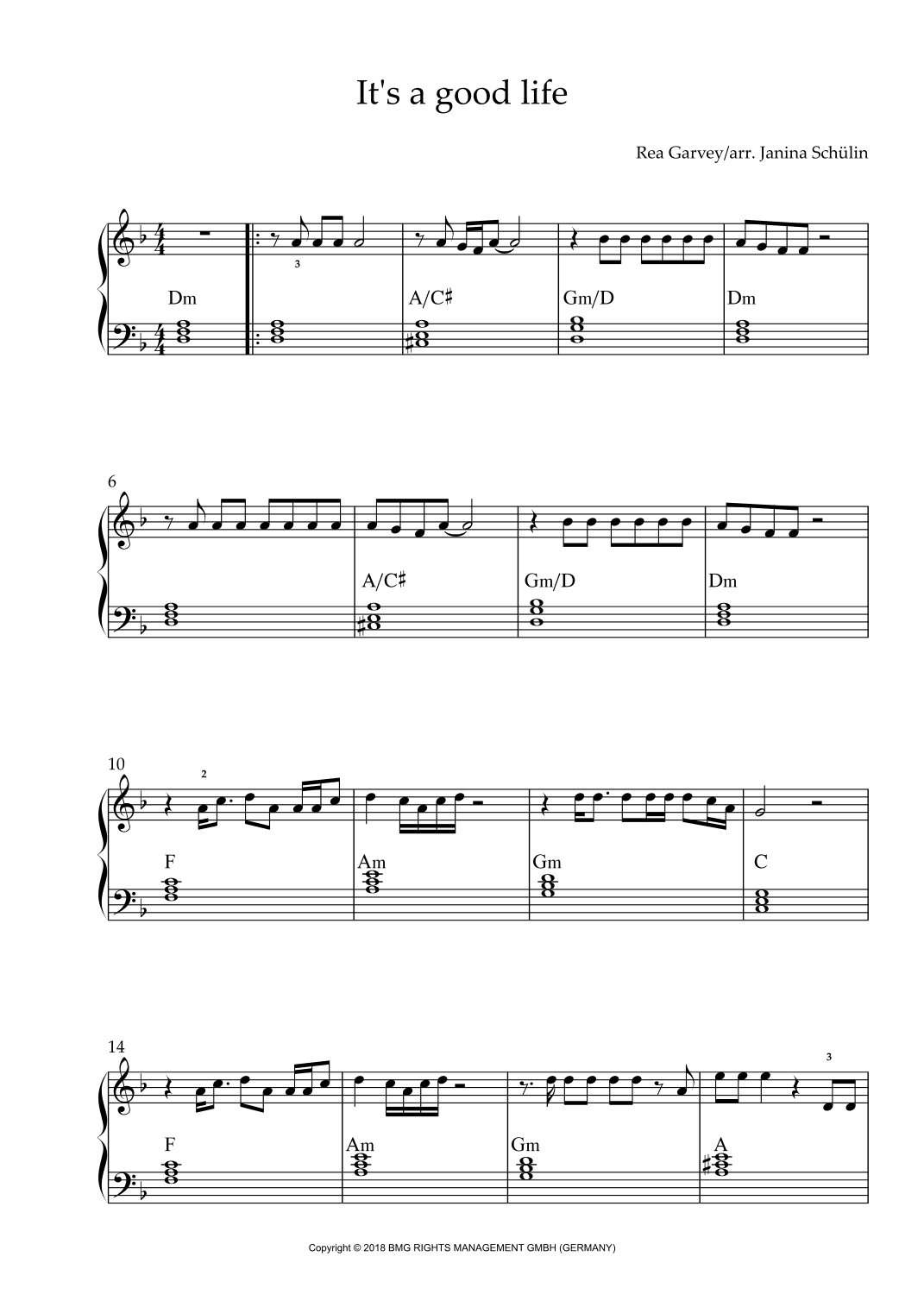 It's A Good Life (arr. Janina Schülin)