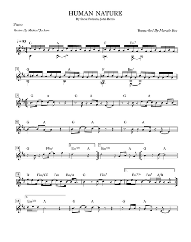 Human Nature (arr. Transcribed By Marcelo Rea)