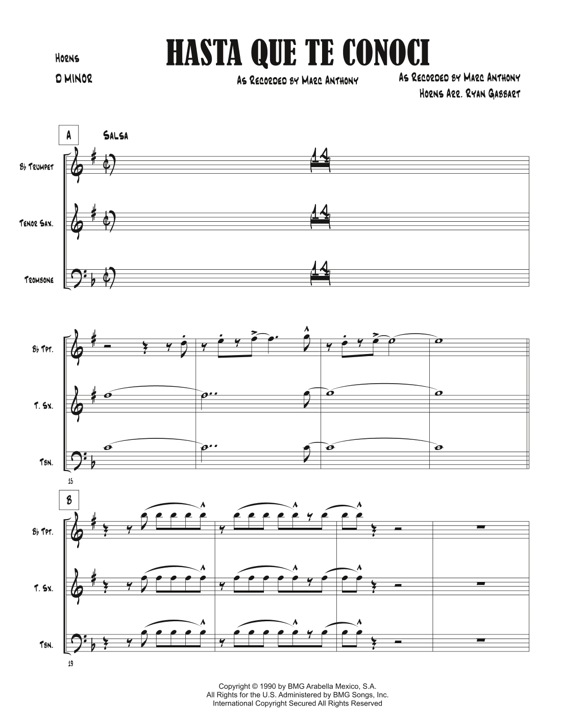 Hasta Que Te Conoci (arr. Ryan Gabbart)
