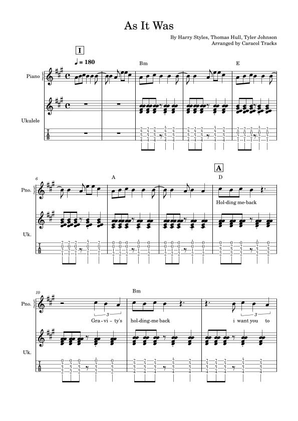 As It Was (arr. Caracol Tracks)