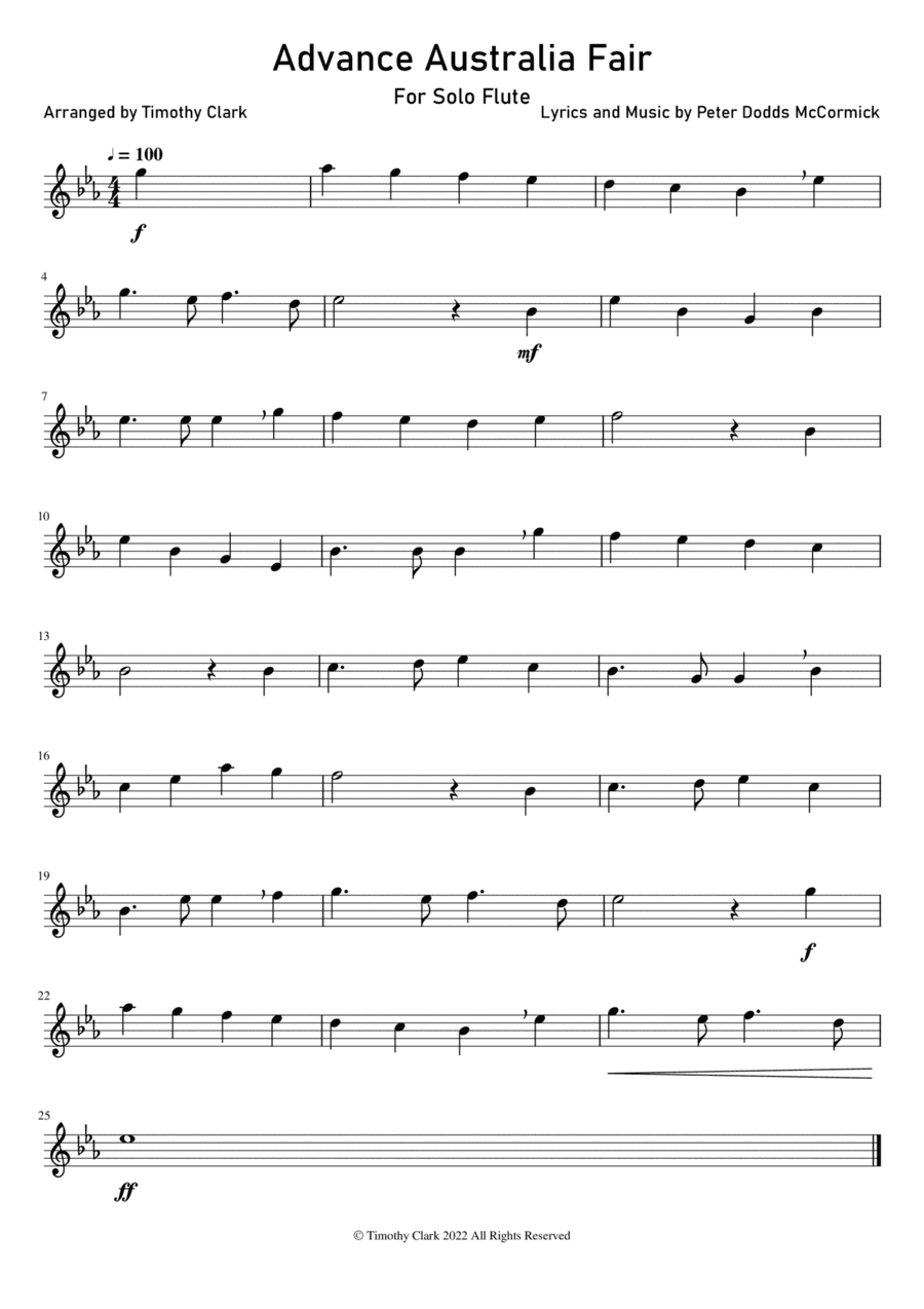 Advance Australia Fair (arr. Timothy Clark)
