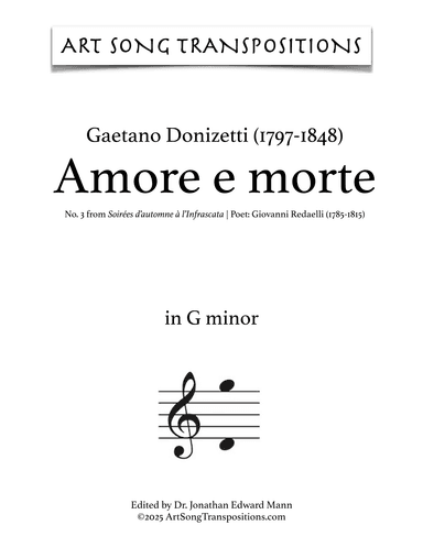 DONIZETTI: Amore e morte (transposed to F-sharp minor and F minor) (arr. ArtSongTranspositions.com)