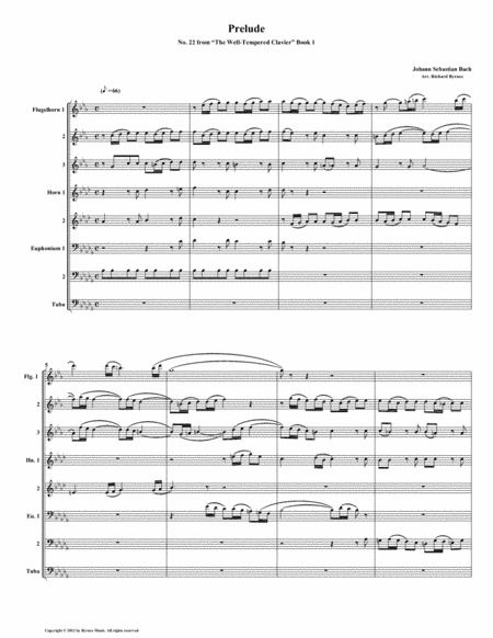 Prelude 22 from Well-Tempered Clavier, Book 1 (Conical Brass Octet) (arr. Richard Byrnes)