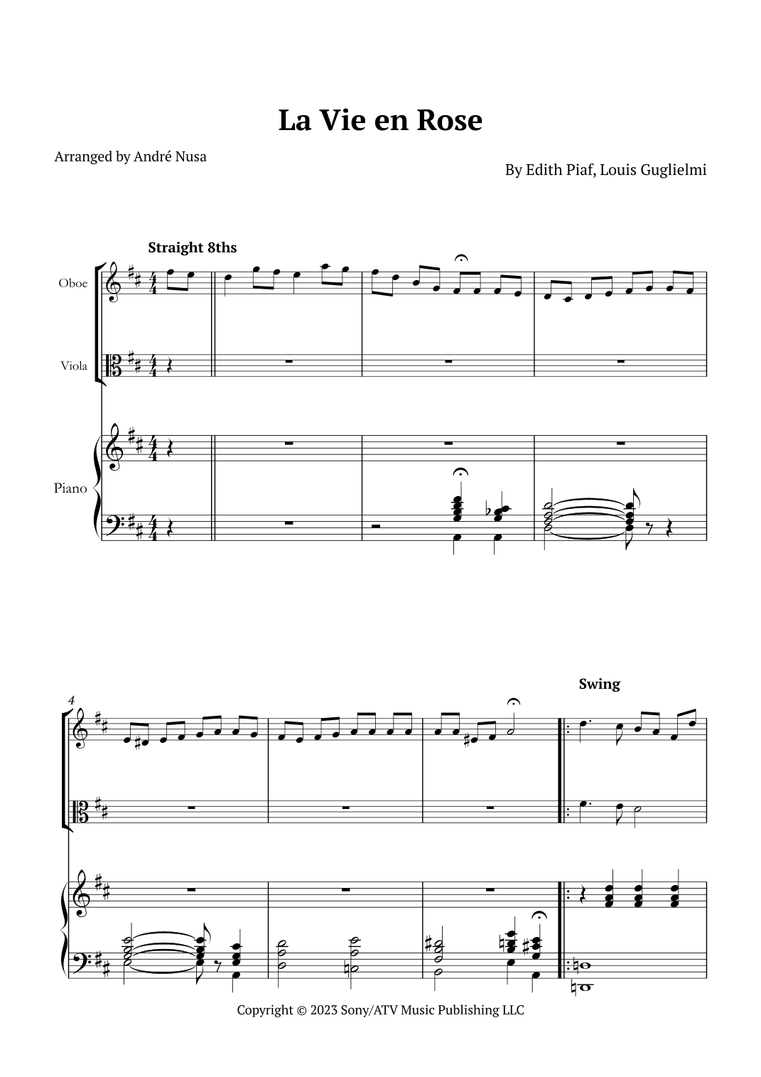 La Vie En Rose (arr. André Nusa)