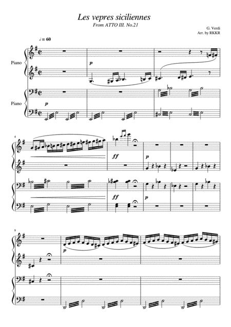 Les Vepres Siciliennes (From Act III No.21) Piano Duet (arr. RKKR)