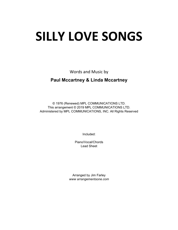 Silly Love Songs (arr. Jim Farley - www.arrangementsone.com)