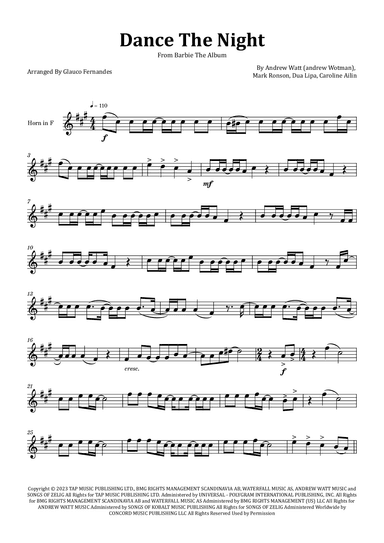 Dance The Night (arr. Glauco Fernandes)