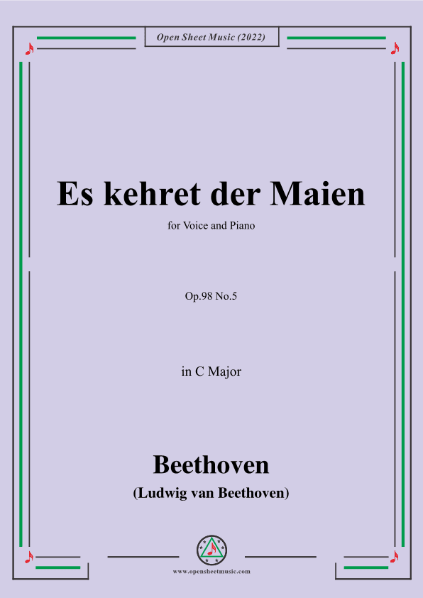 Beethoven-Es kehret der Maien,Op.98 No.5,in C Major,from An die ferne Geliebte (arr. OSM Press)