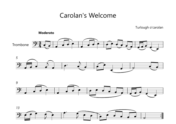 Carolan's Welcome - Trombone Lead Sheet (arr. Victor Araújo)