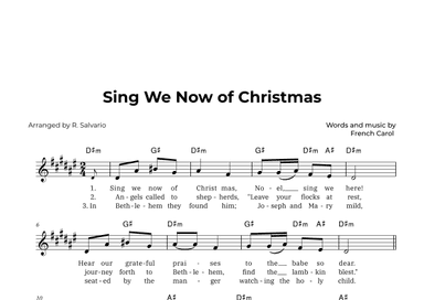 Sing We Now of Christmas (Key of D-Sharp Minor) (arr. R. Salvario)