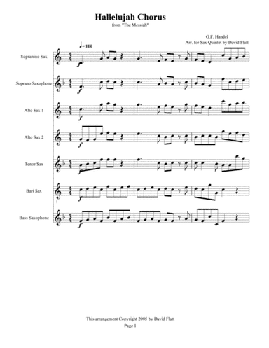 Hallelujah Chorus for S(A)ATB Sax group (arr. David Flatt)