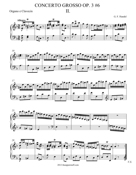 Concerto Grosso Op. 3 #6 Movement II. (arr. theupperstaff.com)