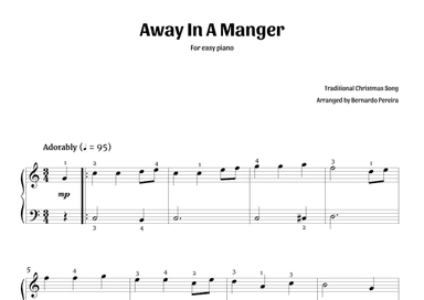 Away In A Manger (easy piano – C major) (arr. Bernardo Pereira)