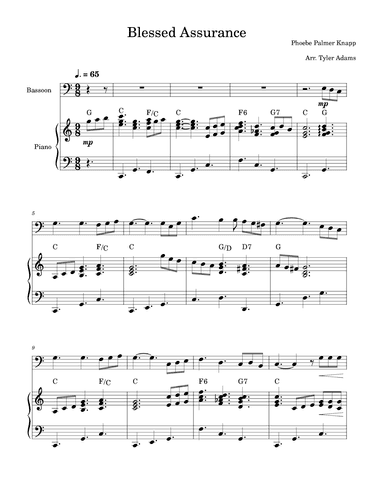 Blessed Assurance (Bassoon and Piano) (arr. Tyler Adams)