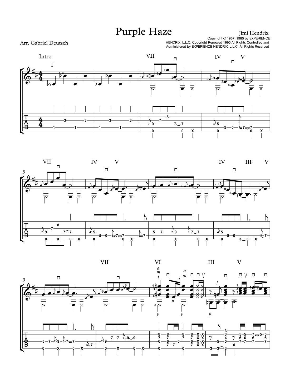 Purple Haze (arr. Gabriel Deutsch)