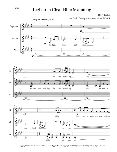 Light Of A Clear Blue Morning (arr. David Conley)
