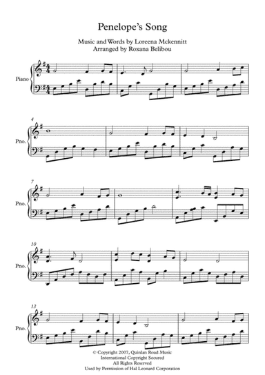 Penelope's Song (arr. Roxana Belibou)