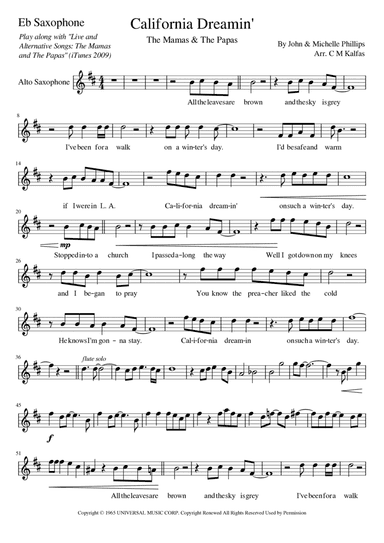 California Dreamin' (arr. Christy Kalfas)