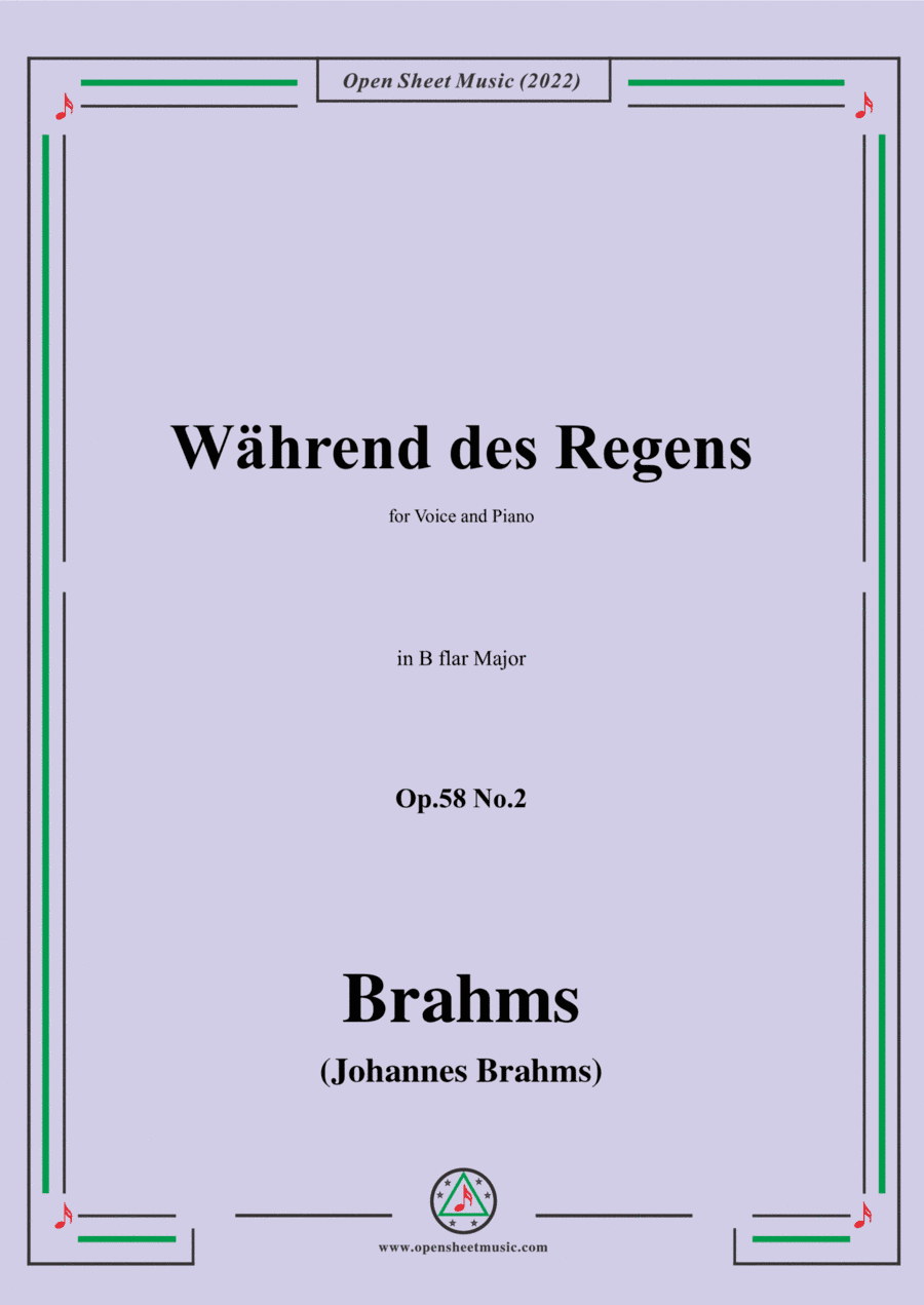 Brahms-Wahrend des Regens,Op.58 No.2 in B flat Major (arr. Open Cloud)