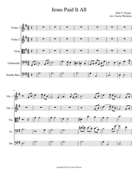 Jesus Paid it All String Orchestra (arr. Carrie Wickens)