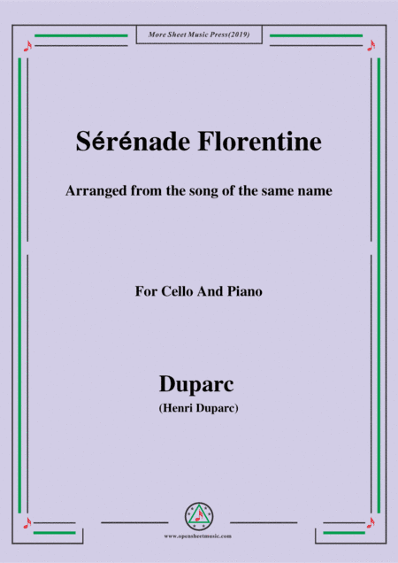 Duparc-Sérénade Florentine,for Cello and Piano (arr. MSM)