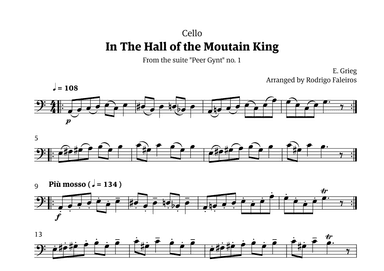 In the Hall of the Mountain King (for cello solo) (arr. Rodrigo Faleiros)