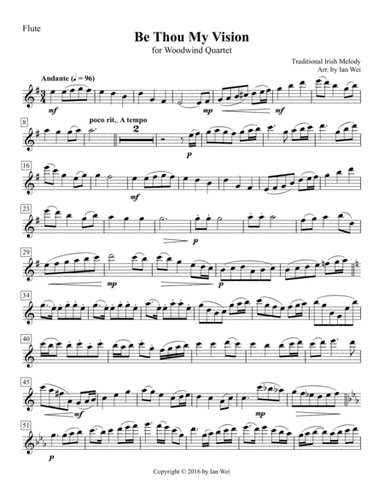 Be Thou My Vision for Woodwind Quartet (arr. Ian Wei)