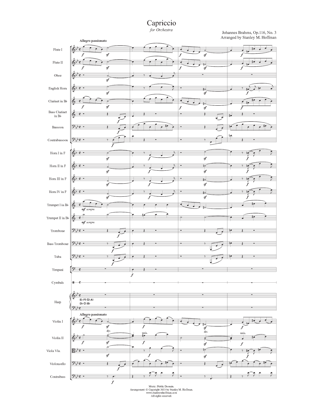 Capriccio in G Minor, Op. 116, No. 3 (arr. Stanley M Hoffman)