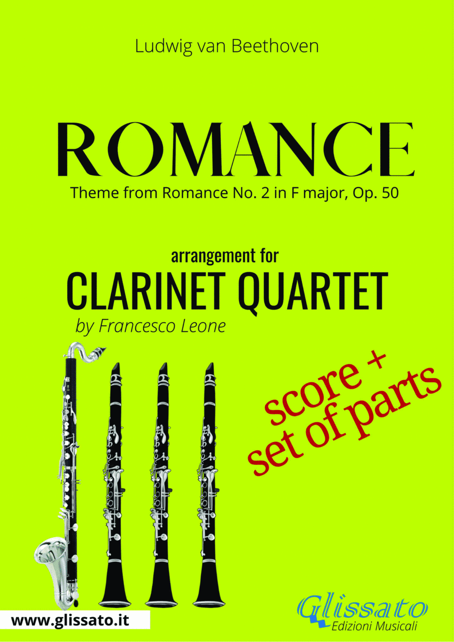 Theme from "Romance in F" for Clarinet Quartet score & parts (arr. Francesco Leone)
