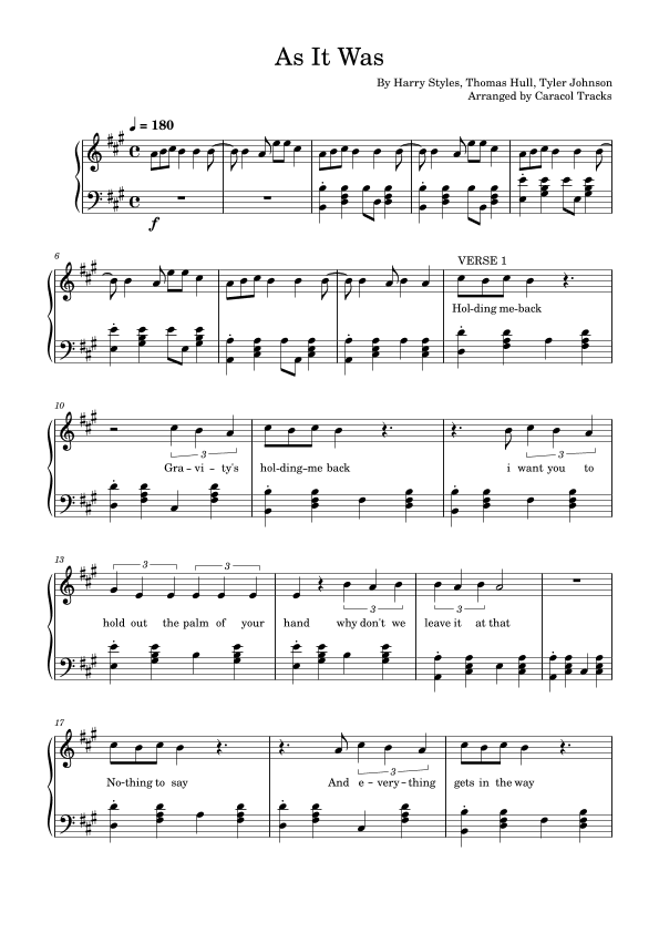 As It Was (arr. Caracol Tracks)