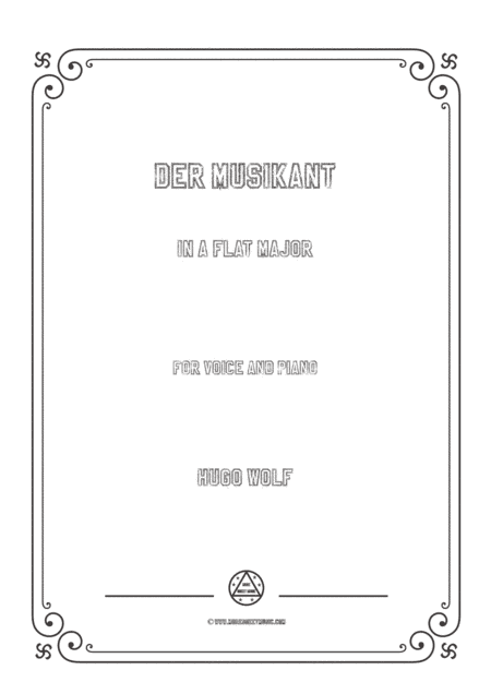 Wolf-Der Musikant in A flat Major,for Voice and Piano (arr. MSM)