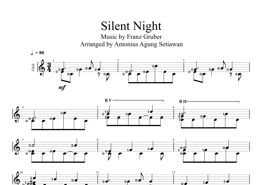 Silent Night (Solo Ukulele Score) (arr. Antonius Agung Setiawan)