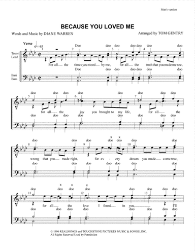 Because You Loved Me (arr. Tom Gentry)