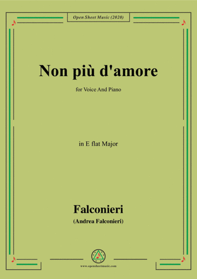 Falconieri-Non più d'amore,in E flat Major,for Voice and Piano (arr. MSM)