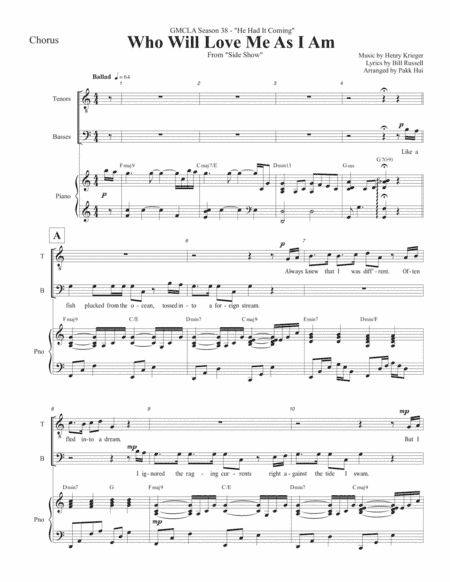 Who Will Love Me As I Am? (arr. Pakk Hui)