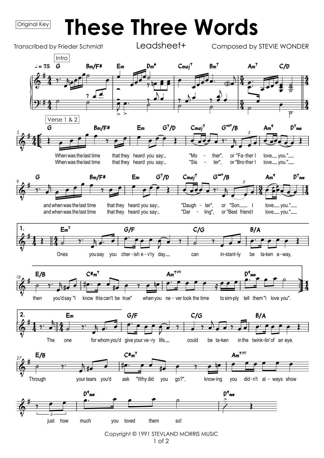 These Three Words (arr. Frieder Schmidt)