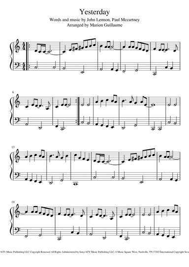 Yesterday (arr. Marion Guillaume)