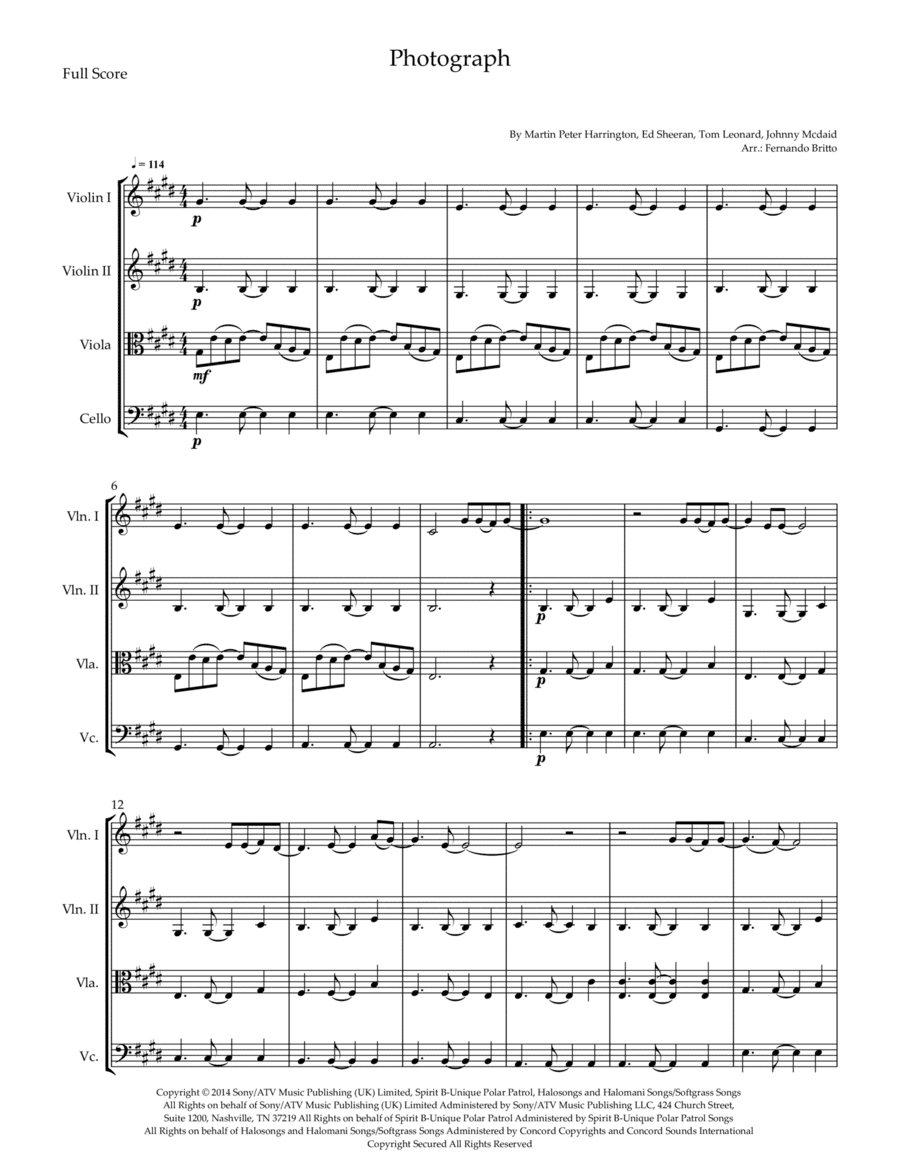 Photograph (arr. Fernando Britto)