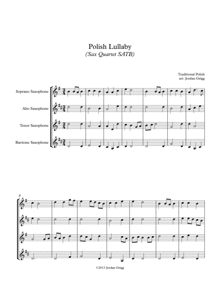 Polish Lullaby (Sax Quartet SATB) (arr. Jordan Grigg)