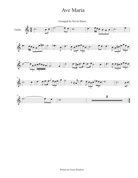 Ave Maria (Easy key of C) - Violin (arr. Kevin Busse)