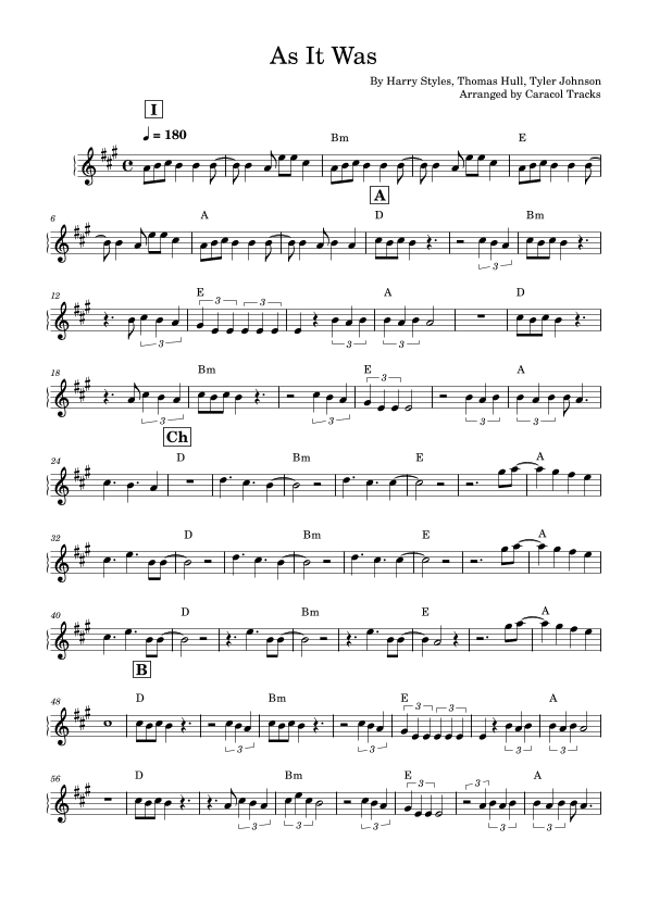 As It Was (arr. Caracol Tracks)